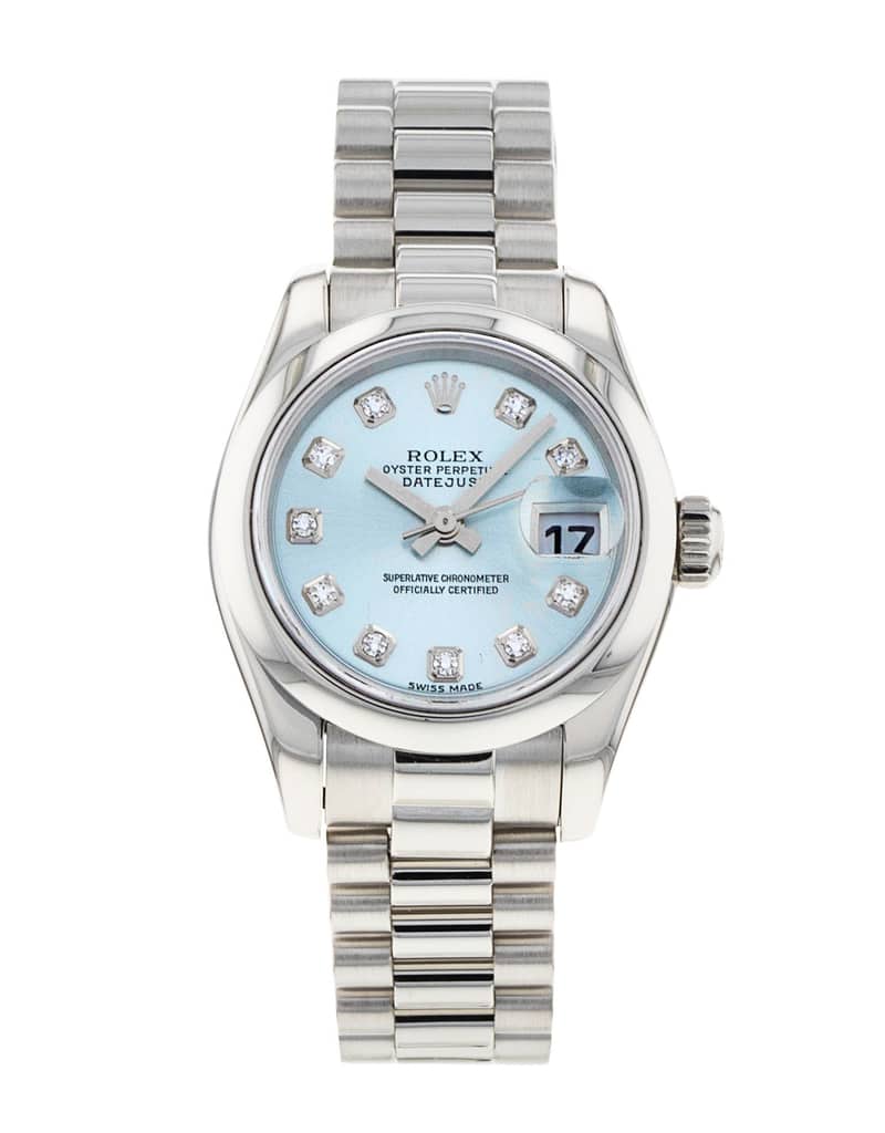 Rolex Lady-Datejust 179166, Blue dial, 26mm Platinum