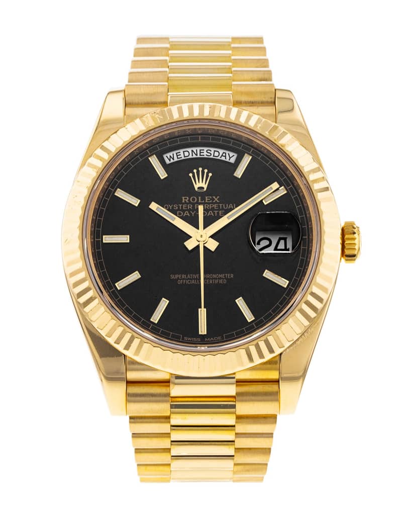 Rolex Day-Date 228238, Black dial, 40mm Yellow Gold