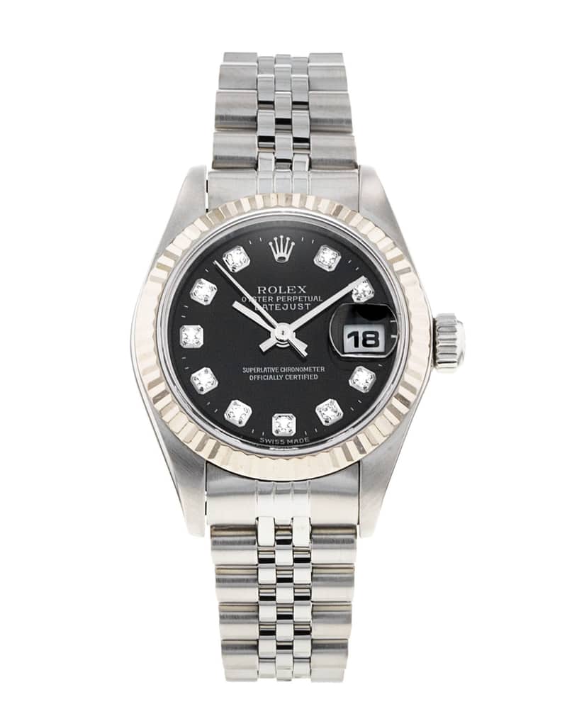 Rolex Lady-Datejust 69174, Black dial, 26mm Steel & White Gold
