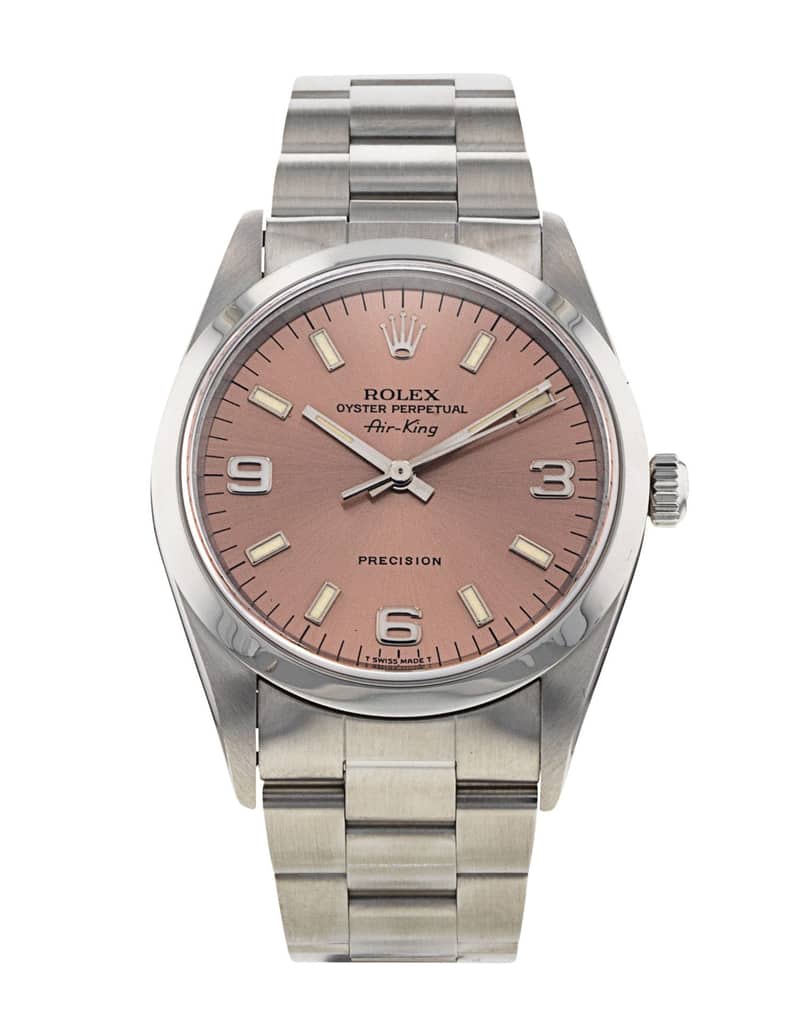 Rolex Air-King 14000, Pink dial, 34mm Oystersteel