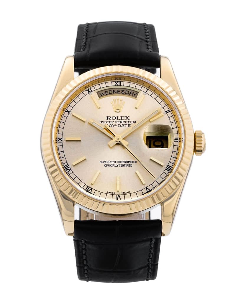 Rolex Day-Date 118238, Champagne dial, 36mm Yellow Gold