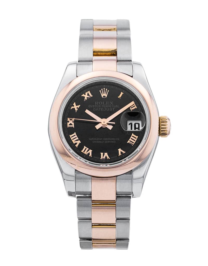 Rolex Lady-Datejust 179161, Black dial, 26mm Steel & Everose Gold