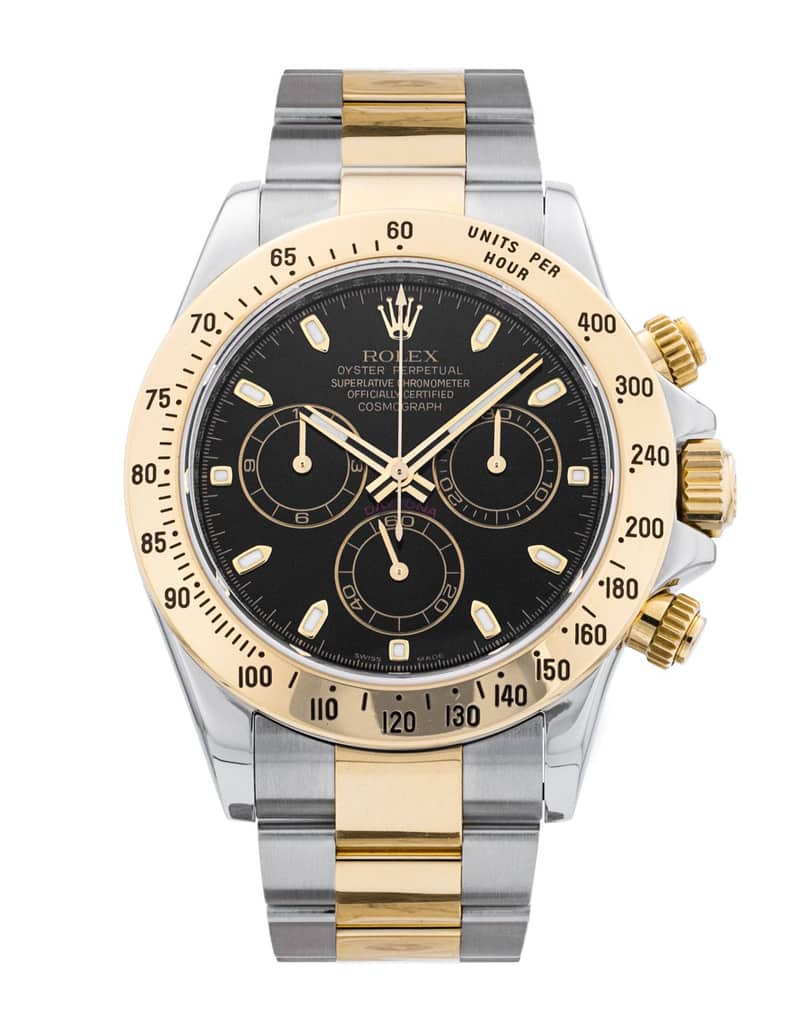 Rolex Cosmograph Daytona 116523, Black dial, 40mm Steel & Yellow Gold