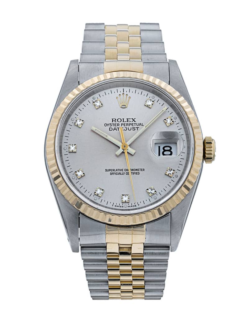 Rolex Datejust 16233, Silver dial, 36mm Steel & Yellow Gold