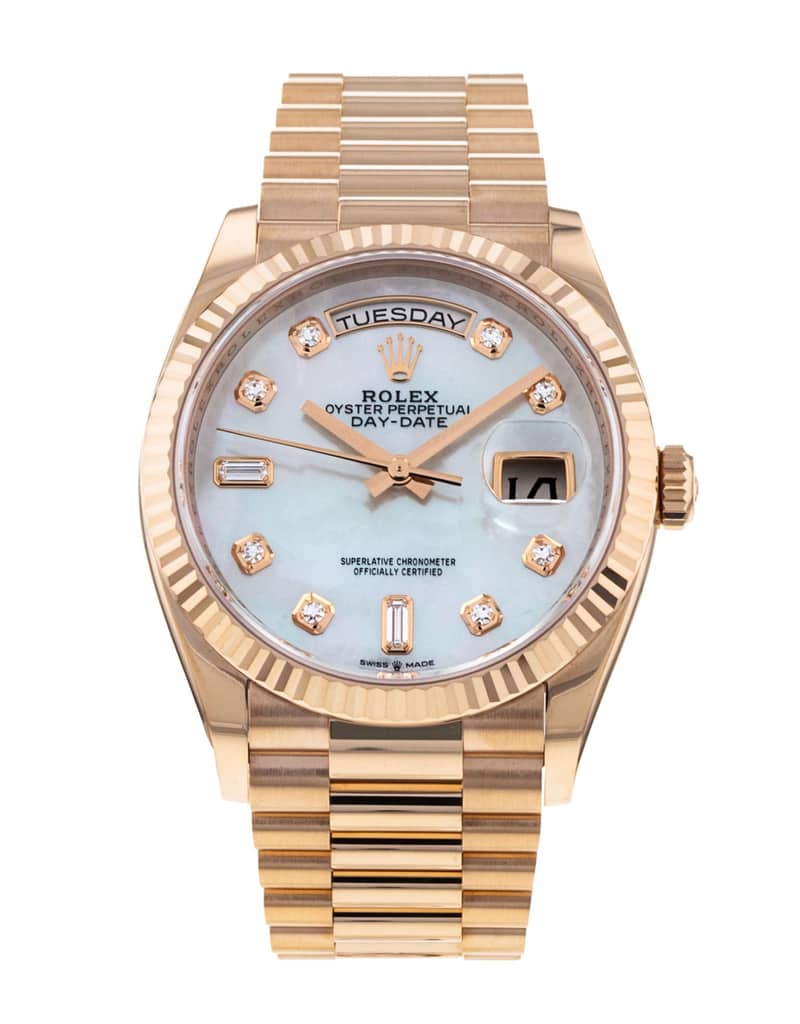 Rolex Day-Date 128235, Mother-of-Pearl dial, 36mm Everose Gold