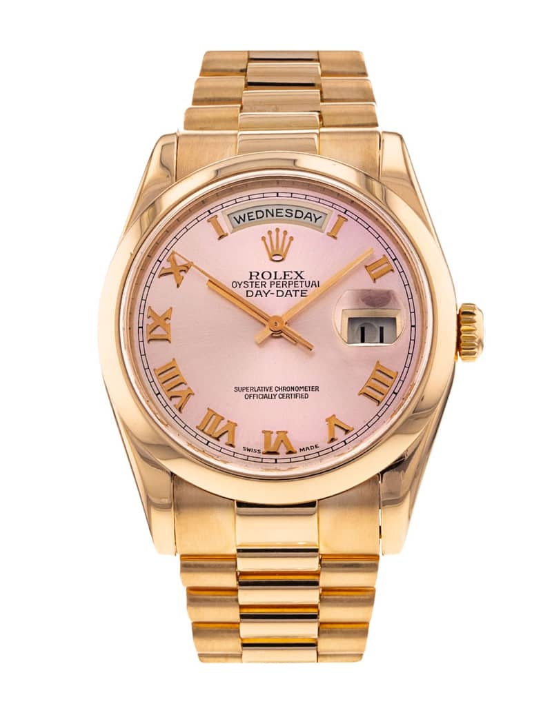 Rolex Day-Date 118205, Pink dial, 36mm Everose Gold