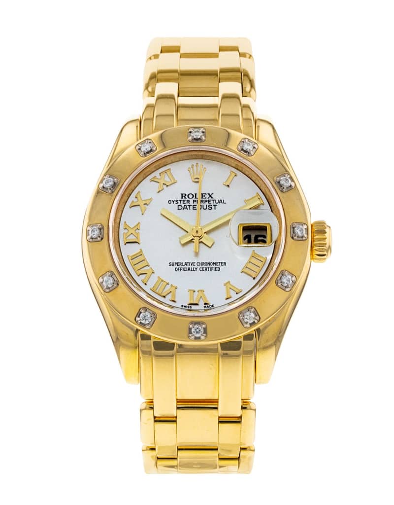 Rolex Pearlmaster 80318, Mother-of-Pearl dial, 29mm Yellow Gold