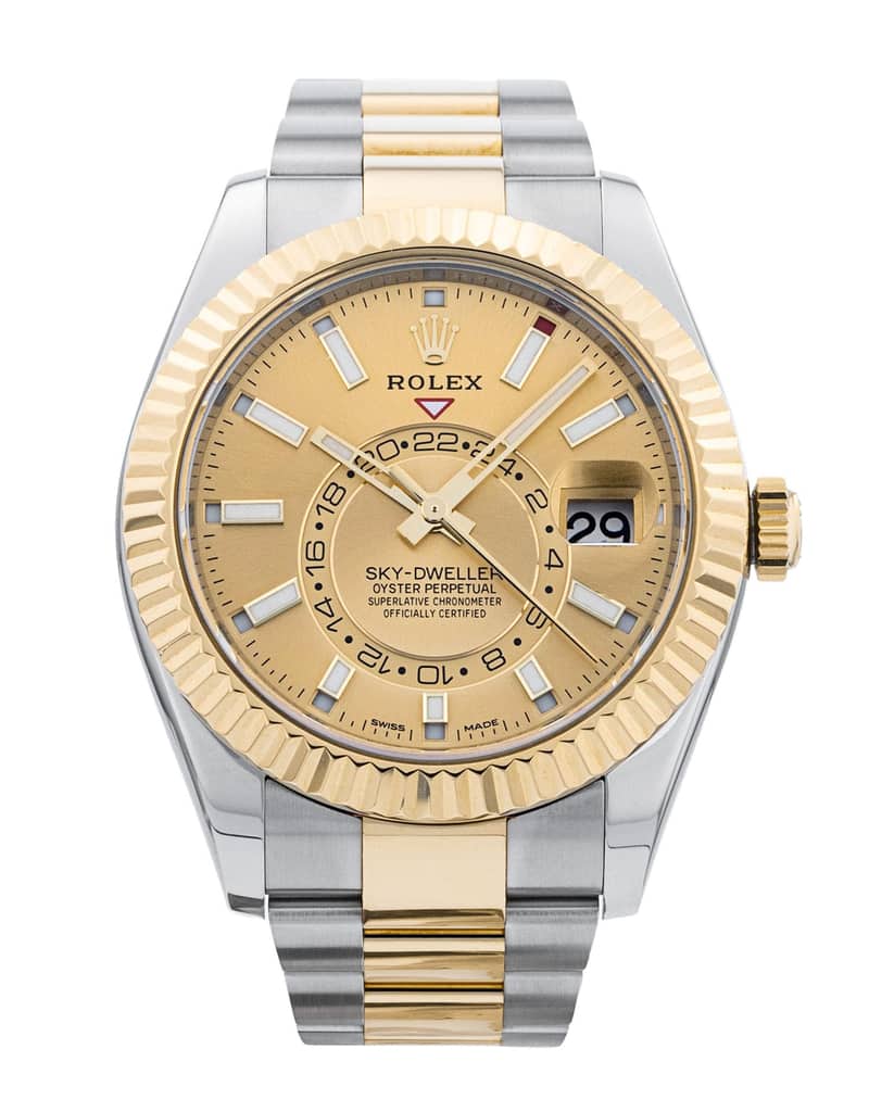 Rolex Sky-Dweller 326933, Champagne dial, 42mm Steel & Yellow Gold