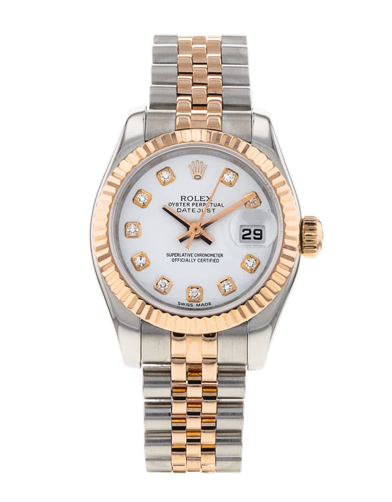 Rolex Lady-Datejust 179171, White dial, 26mm Steel & Everose Gold