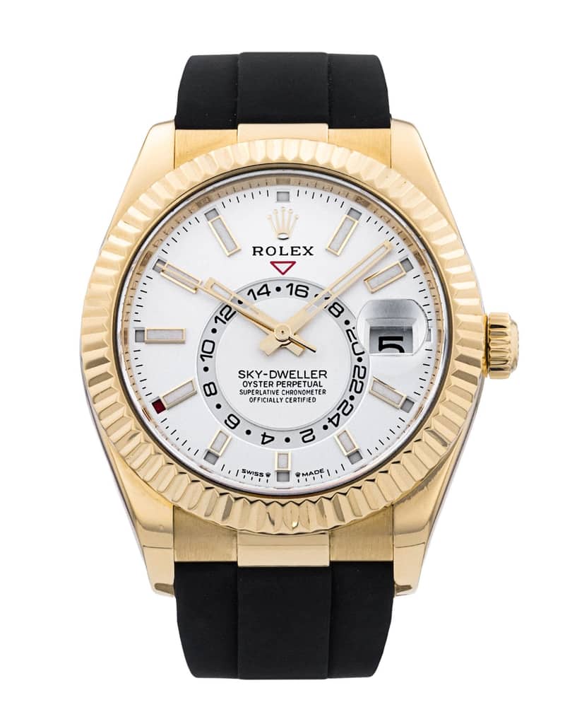 Rolex Sky-Dweller 336238, White dial, 42mm Yellow Gold