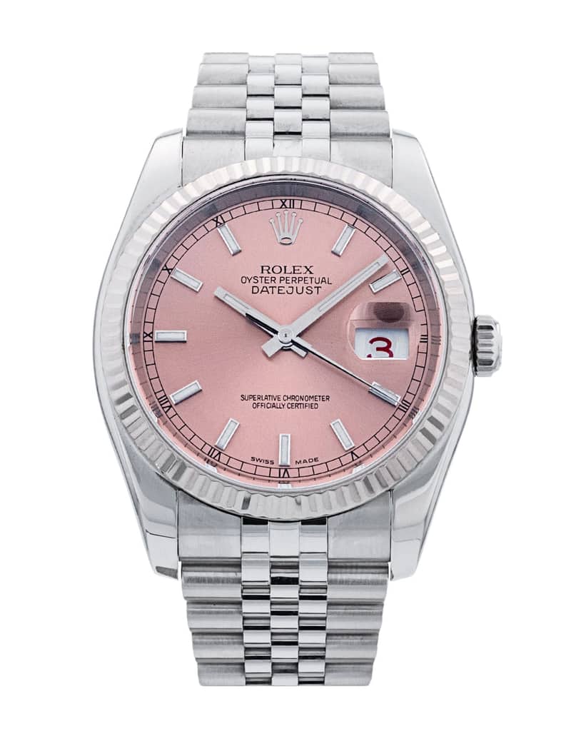 Rolex Datejust 116234, Pink dial, 36mm Steel & White Gold