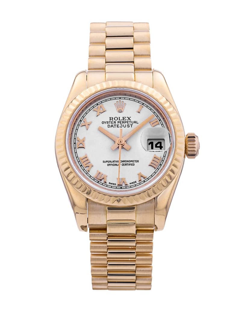 Rolex Lady-Datejust 179175, White dial, 26mm Everose Gold