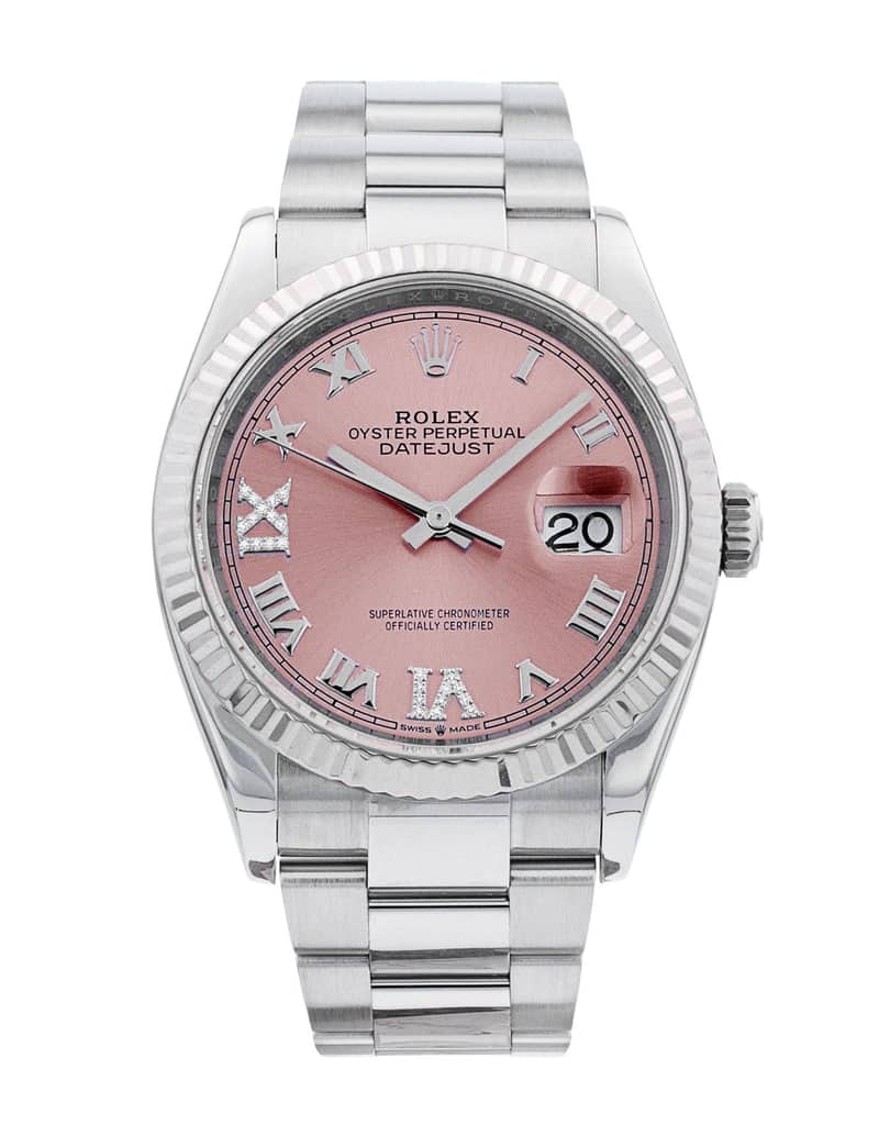 Rolex Datejust 126234, Pink dial, 36mm Steel & White Gold