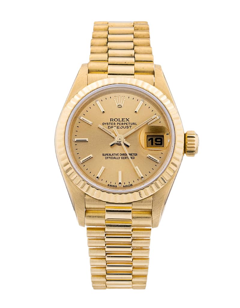 Rolex Lady-Datejust 69178, Champagne dial, 26mm Yellow Gold
