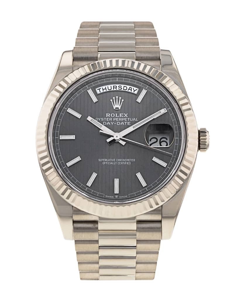 Rolex Day-Date 228239, Slate dial, 40mm White Gold