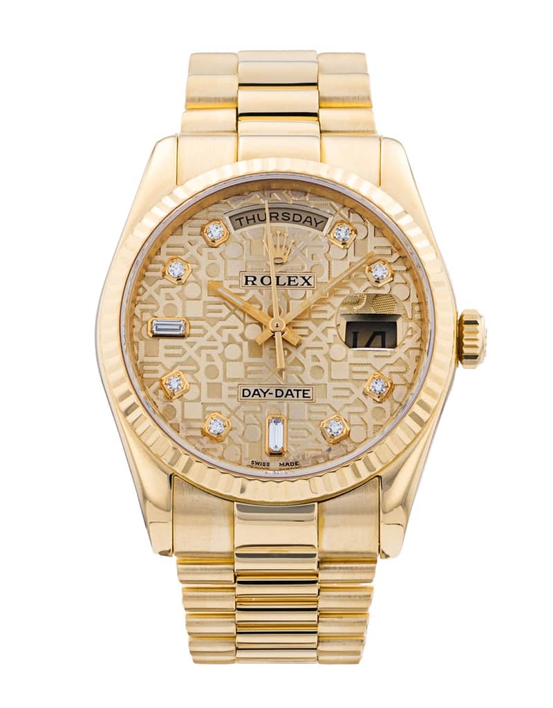 Rolex Day-Date 118238, Champagne dial, 36mm Yellow Gold