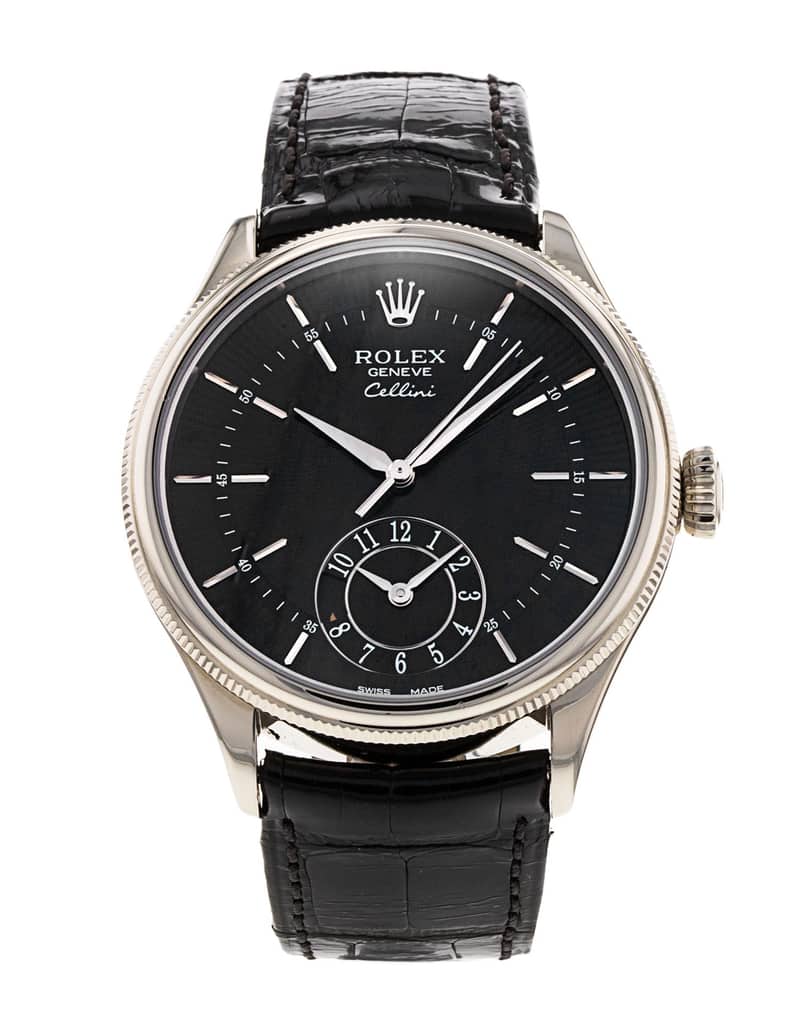 Rolex Cellini 50529, Black dial, 39mm White Gold