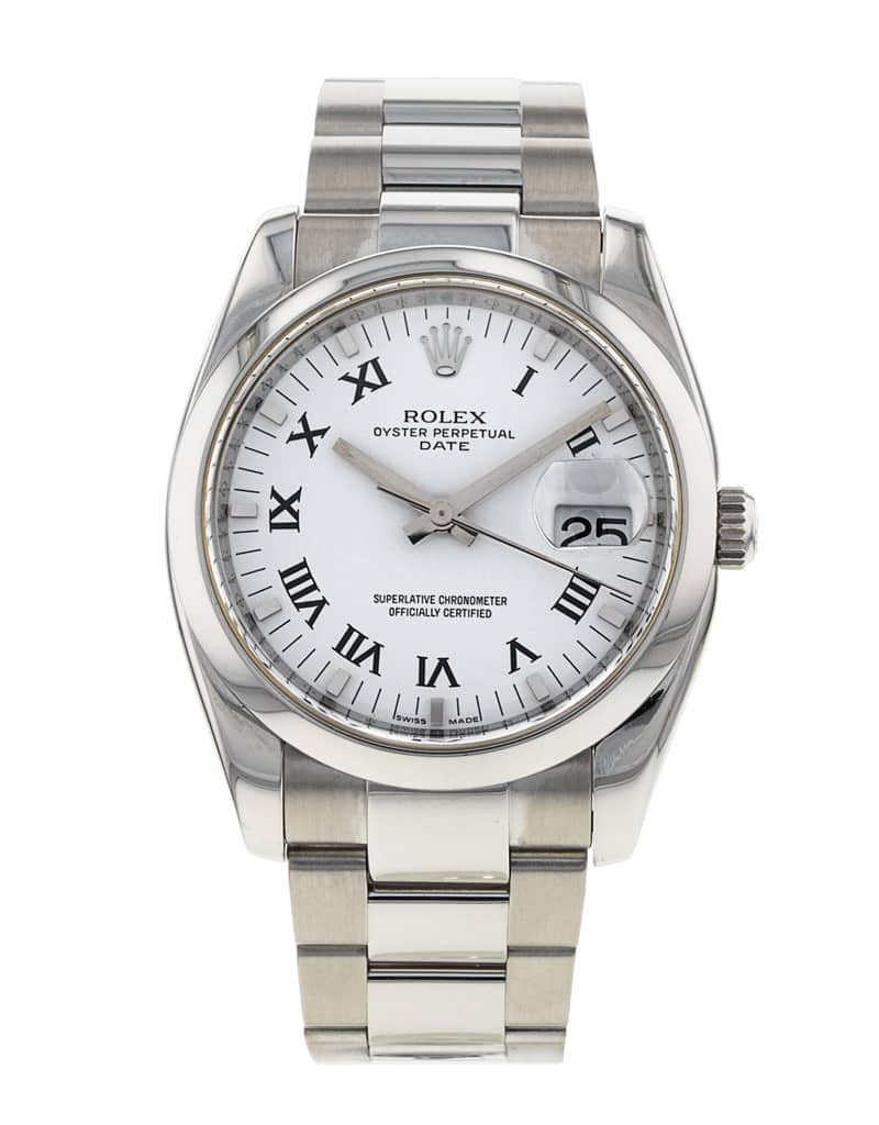 Rolex Oyster Perpetual Date 34 115200, White dial, 34mm Oystersteel