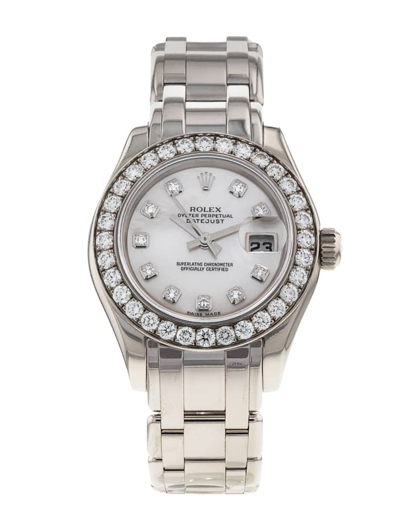 Rolex Pearlmaster 80299, White dial, 29mm White Gold