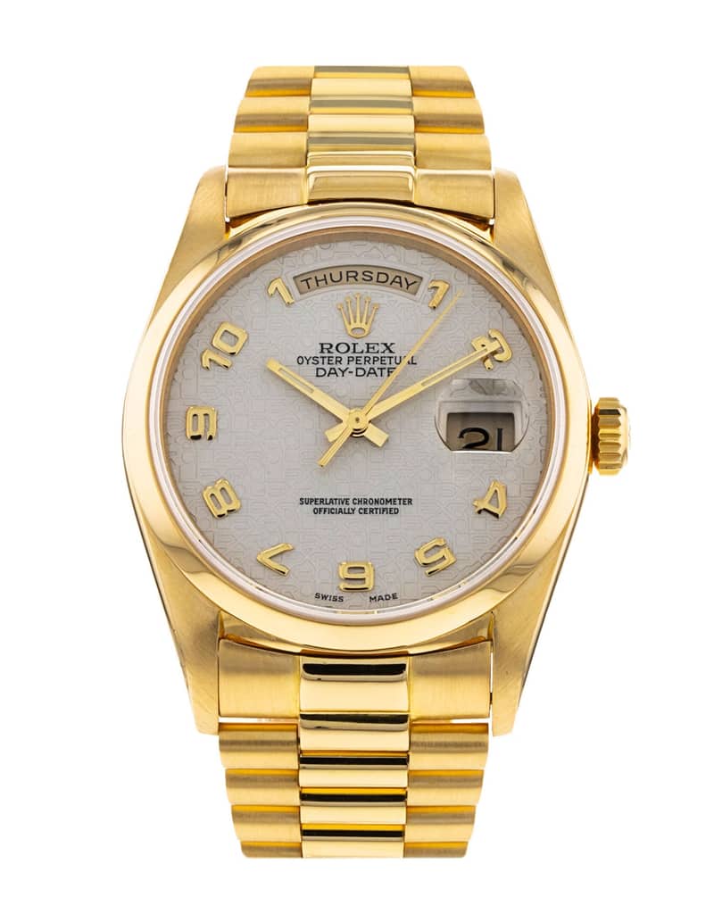 Rolex Day-Date 18208, White dial, 36mm Yellow Gold