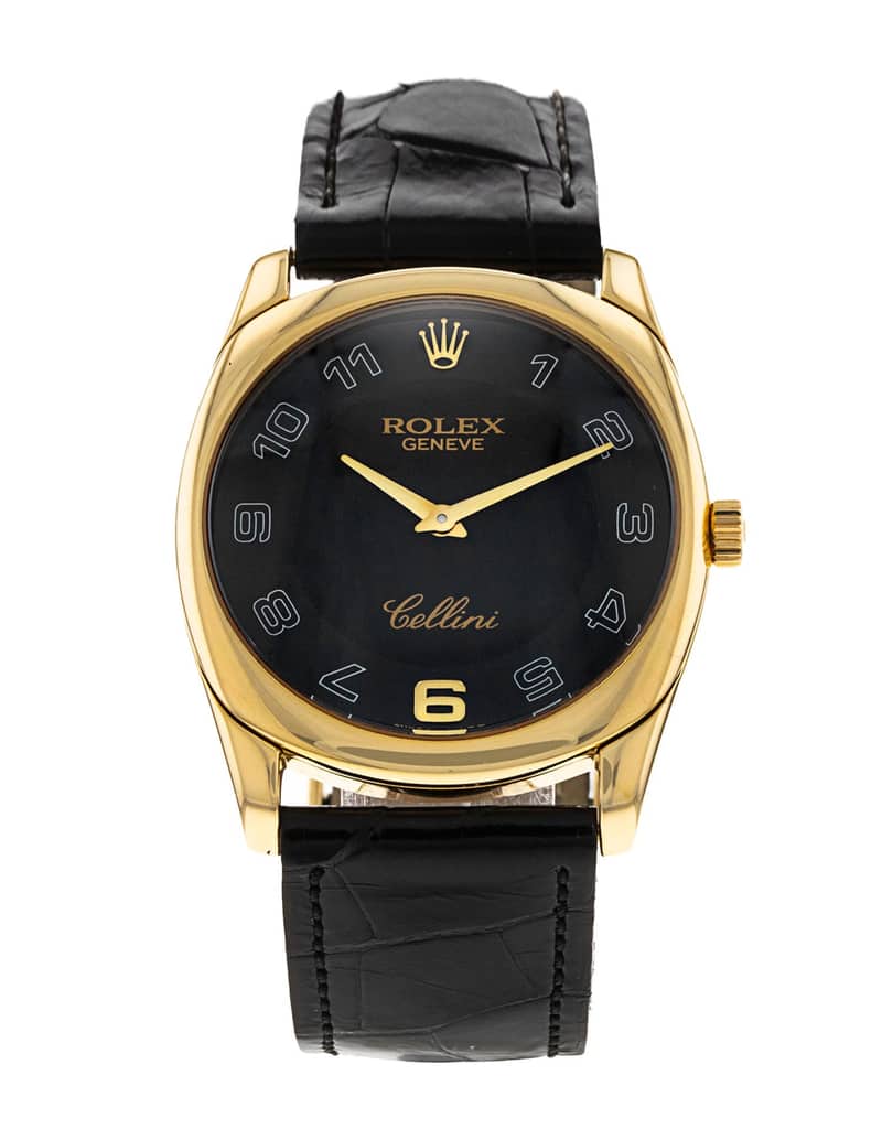 Rolex Cellini 4233, Black dial, 33mm Yellow Gold
