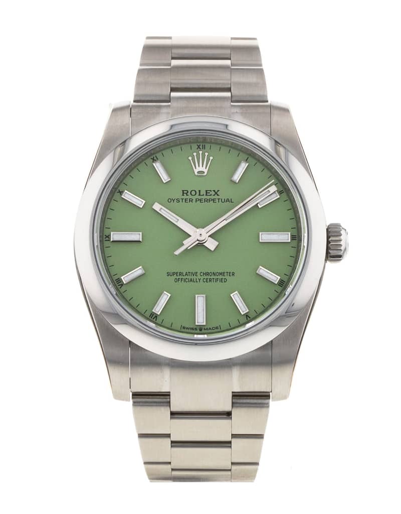 Rolex Oyster Perpetual 34 124200, Green dial, 34mm Oystersteel