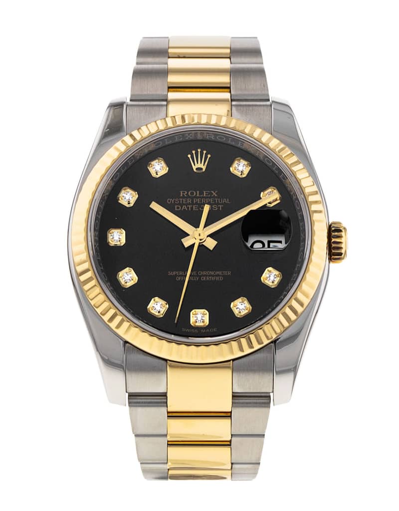 Rolex Datejust 116233, Black dial, 36mm Steel & Yellow Gold