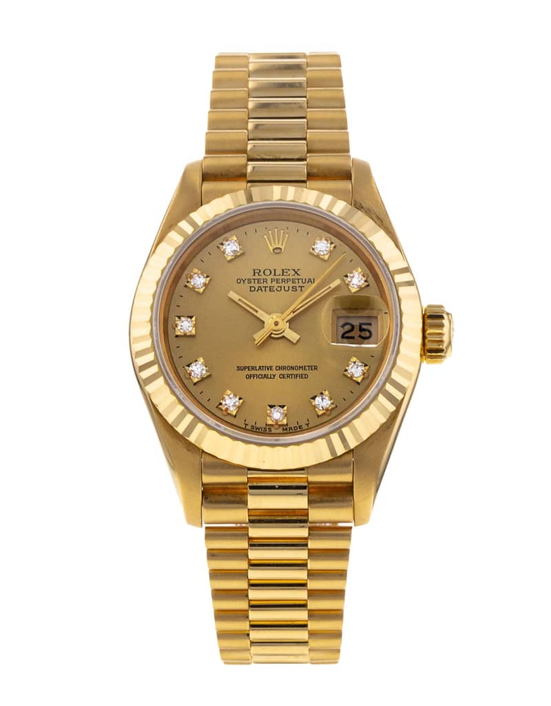 Rolex Lady-Datejust 69178, Champagne dial, 26mm Yellow Gold