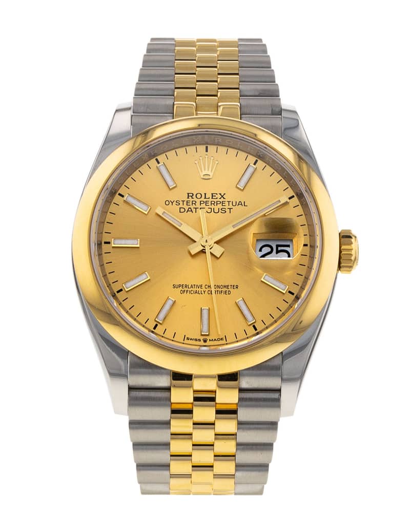 Rolex Datejust 126203, Champagne dial, 36mm Steel & Yellow Gold