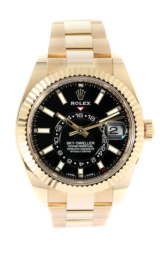 Rolex Sky-Dweller 326938, Black dial, 42mm Yellow Gold