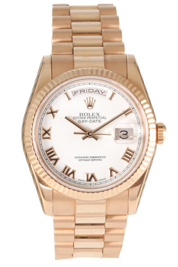 Rolex Day-Date 118235, Pink dial, 36mm Everose Gold