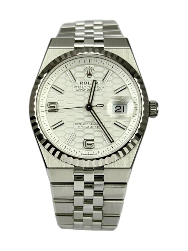 Rolex Land-Dweller 127234, White dial, 36mm Steel & White Gold