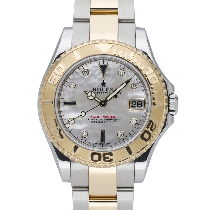 Rolex Yacht-Master 168623, Silver dial, 35mm Steel & Yellow Gold