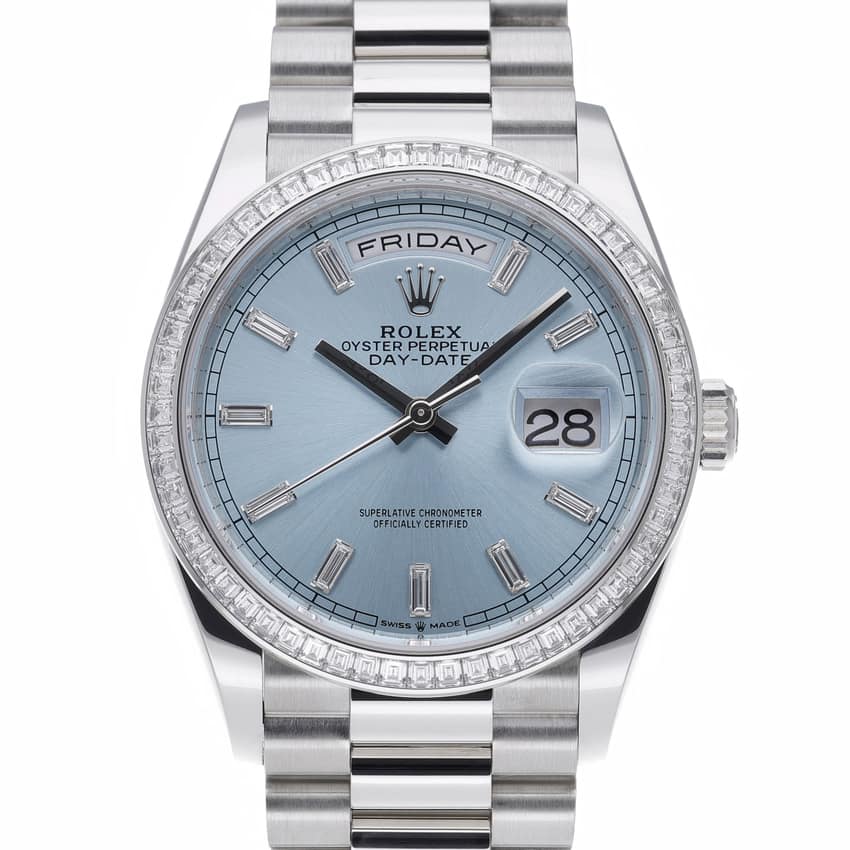Rolex Day-Date 128396 TBR, Silver dial, 36mm Platinum