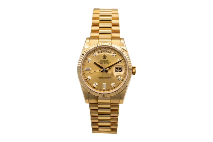Rolex Day-Date 118238, Champagne dial, 36mm Yellow Gold