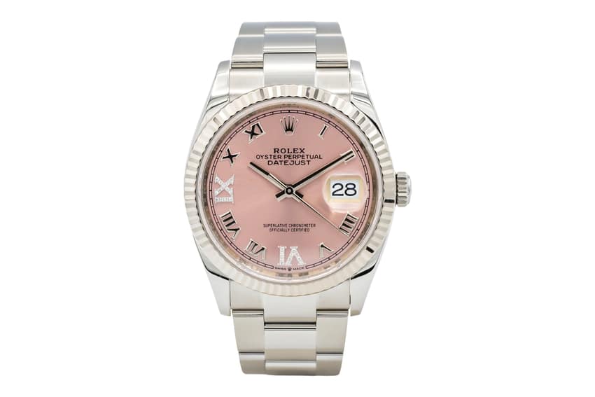 Rolex Datejust 126234, Pink dial, 36mm Steel & White Gold