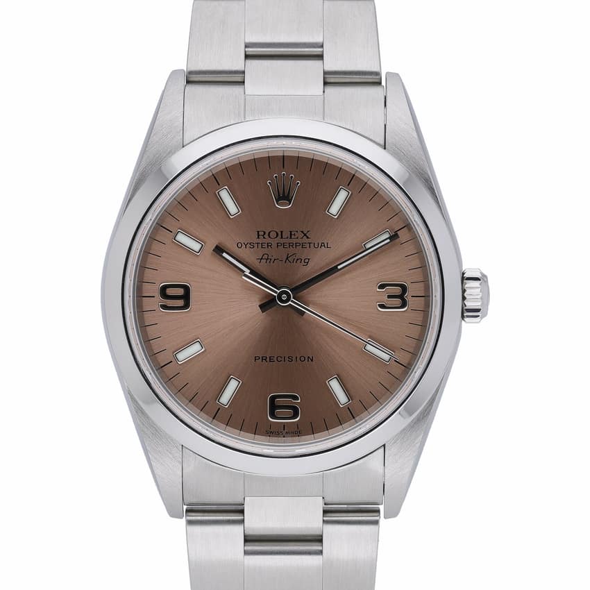Rolex Air-King 14000M, Pink dial, 34mm Oystersteel