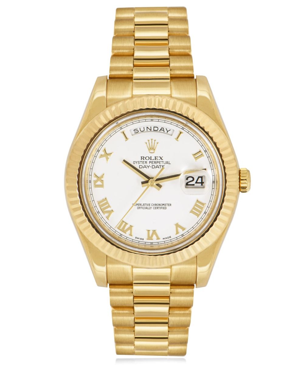 Rolex Day-Date 218238, White dial, 41mm Yellow Gold