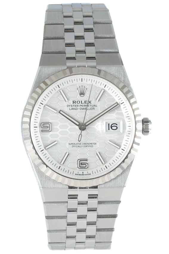Rolex Land-Dweller 127234, White dial, 36mm Steel & White Gold
