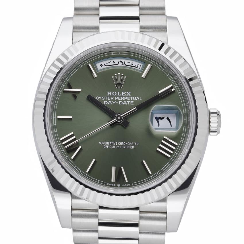 Rolex Day-Date 228236, Green dial, 40mm Platinum