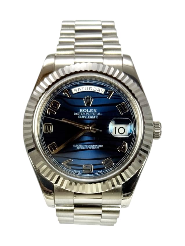 Rolex Day-Date 218239, Blue dial, 41mm White Gold