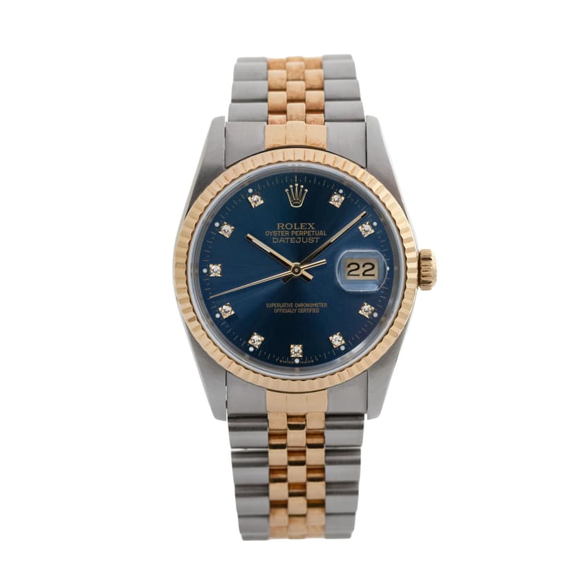 Rolex Datejust 16233, Blue dial, 36mm Steel & Yellow Gold
