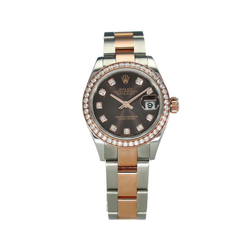 Rolex Lady-Datejust 279381 RBR, Brown dial, 28mm Steel & Everose Gold