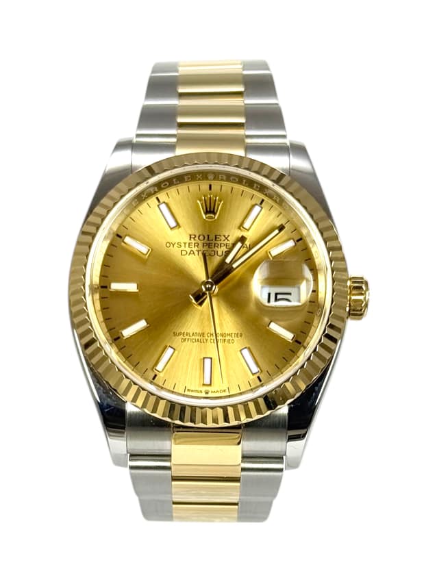 Rolex Datejust 126233, Champagne dial, 36mm Steel & Yellow Gold