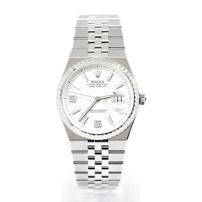 Rolex Land-Dweller 127234, White dial, 36mm Steel & White Gold