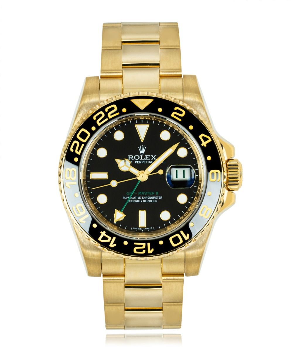 Rolex GMT-Master II 116718 LN, Black dial, 40mm Yellow Gold