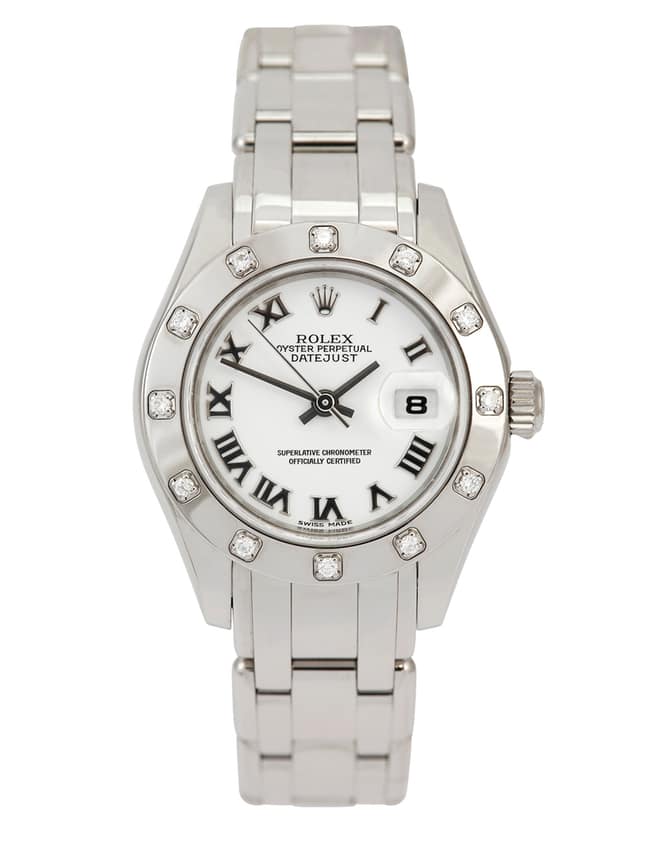 Rolex Pearlmaster 80319, White dial, 29mm White Gold