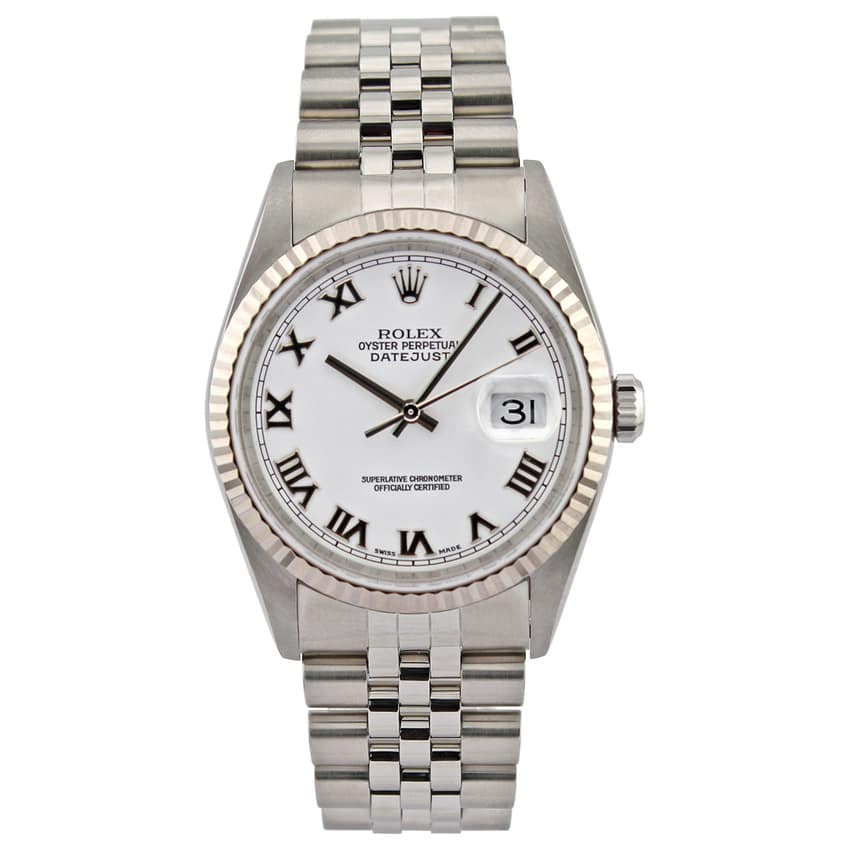 Rolex Datejust 16234, White dial, 36mm Steel & White Gold