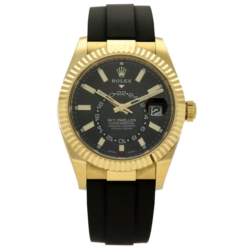 Rolex Sky-Dweller 326238, Black dial, 42mm Yellow Gold