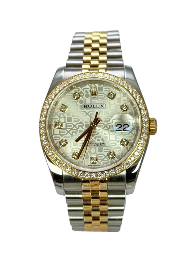 Rolex Datejust 116243, Green dial, 36mm Steel & Yellow Gold